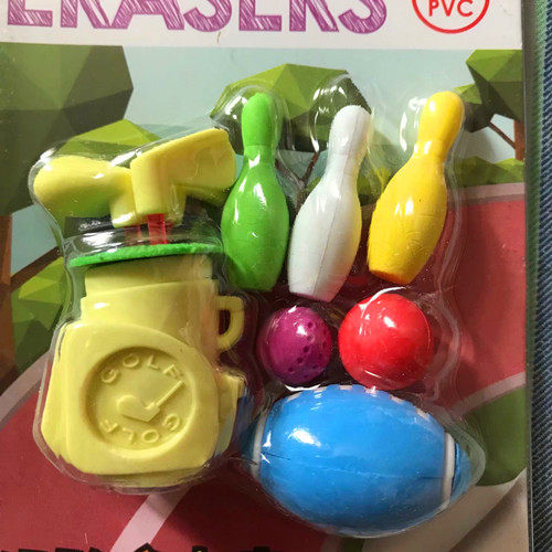 Simulation golf rugby bowling three-dimensional simulation modeling eraser toy collection