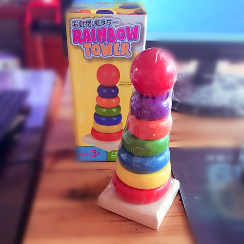 Children's early education ferrule toy Rainbow Tower stacked rings stacked high infants and young children 6-24 months
