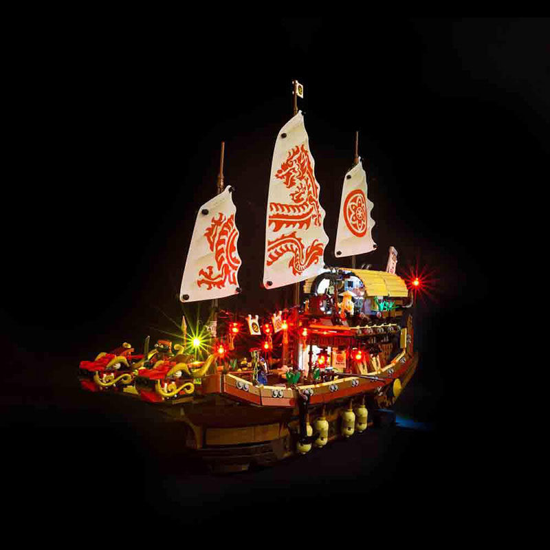 HiBrick lamps are suitable for Lego 70618 Phantom Ninja New Destiny Reward Assembled Building Block Dragon Boat Model