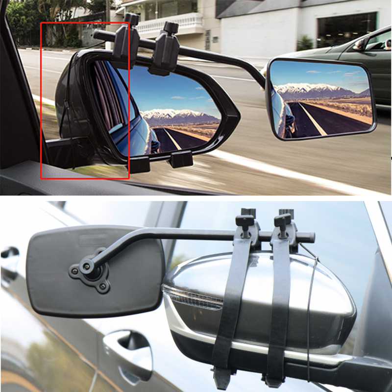 Car, Rv, Trailer, Tractor, and Semi-Trailer Widened and Extended Rearview Mirror with Extended Field of View, Modified with Belt Installation, No Drilling Required