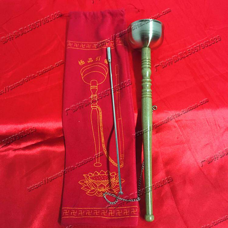 Buddha Tool Industry Authentic Taiwan Taiwan Guanzheng Sandalwood Handle to Reduce Pure Copper and Silver to Celebrate Sound Quality Super Medium