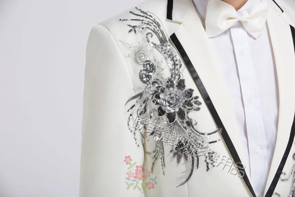 Trang phục nam mới thêu phù hợp với sân khấu hợp xướng trang phục ca sĩ chủ nhà áo dài áo vest nam hàn quốc