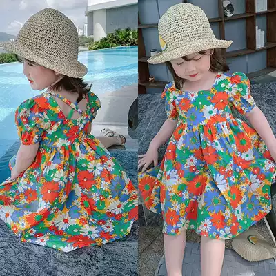 Girls little daisy dress net red with the same children's baby summer dress floral skirt children's princess skirt
