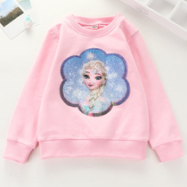 Korean version of the men and womens childrens acrosse spring and autumn ice and snow chic edge new children long sleeves brightly coloured t-shirts Love Sesha clothes