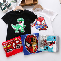 Boy short sleeve T-shirt 2022 new summer children Katong Man Ocean air half sleeve pure cotton round collar blouse summer dress