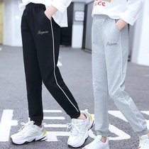Girl Spring Autumn Pants Outside of the Ocean Gas Child loose pure cotton CUHK Scout Casual Sports Side Striped Trousers Long Pants