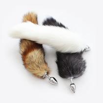 Fox tail vestibular bead anal plug Metal dog tail sex products Adult female anal plug