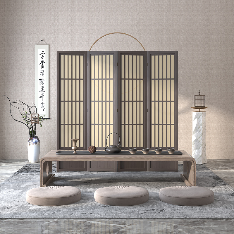 Screen Partition Living Room Office Folding Mobile Hotel New Chinese Xuan Guan Home Retro Wind Engraving Folded Screen