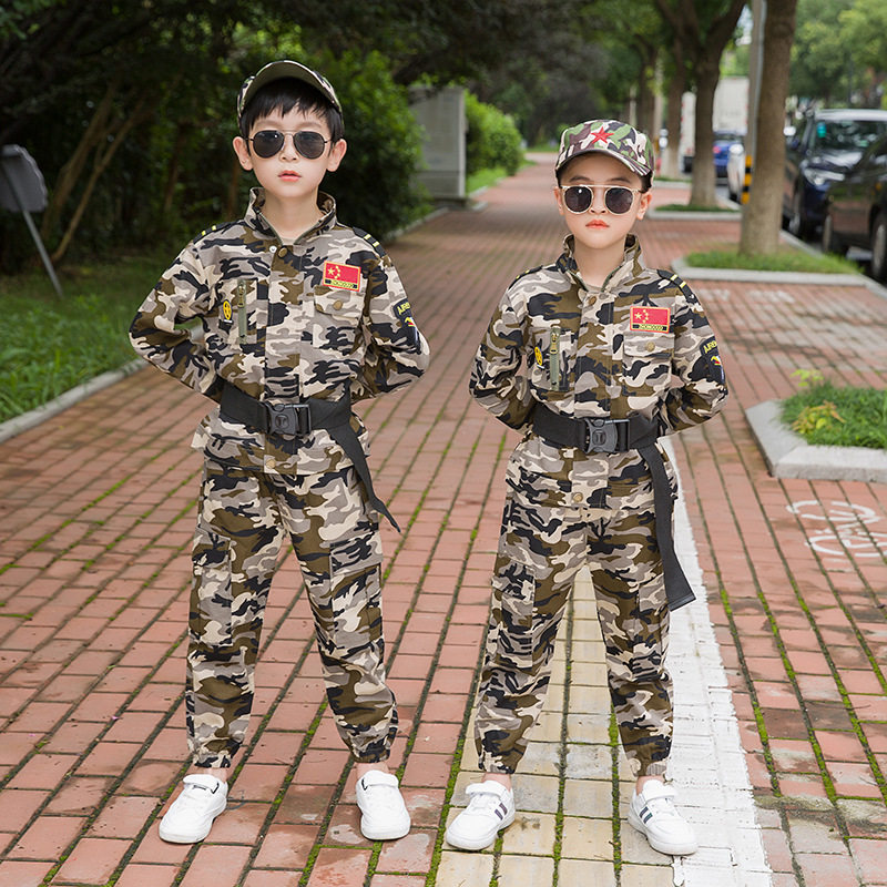 Children's camouflage uniform suit boys and girls students military training special forces small military uniform kindergarten children camouflage summer and autumn tide