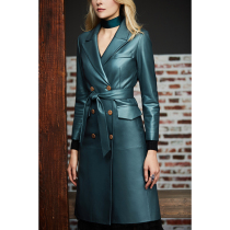 U N Q big name design Turkish high-quality sheepskin long double-breasted high-grade leather leather coat for women
