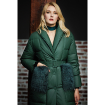 U NQ Turkey ultra soft sheep leather with long section of raccoon wool thickened 90 white duck suede genuine leather down clothing fur coat