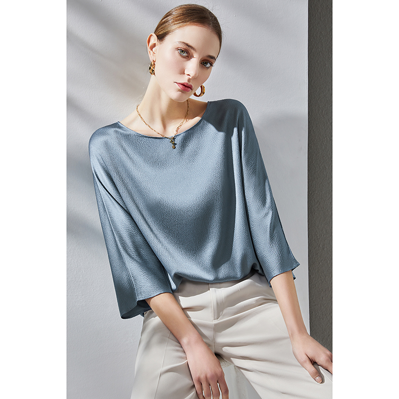 U.N.Q Elegant Goddess Silky Nude Feel 6A Real Silk Pearl Satin Solid Color Loose Heavyweight Mulberry Silk Top for Women U.N.Q Elegant Goddess Silky Nude Feel 6A Real Silk Pearl Satin Solid Color Loose Heavyweight Mulberry Silk Top for Women