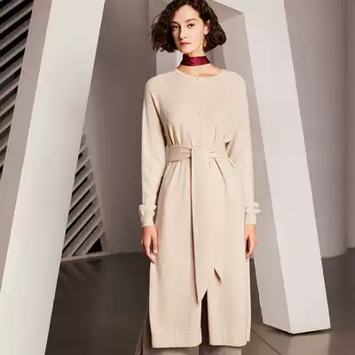 U N Q Elegant and gentle 100%pure Kashmir wool medium and long version of two delicate knitted dress placket jacket for women