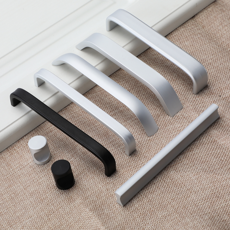 Space aluminum handle modern minimalist overall cabinet wardrobe drawer furniture cabinet door handle solid hardware small handle