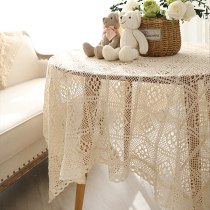 Pastoral lace crochet cotton tablecloth hollow tassel lace table coffee table multi-purpose cover cloth custom