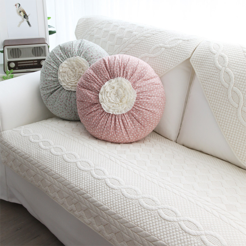 Vegetarian Twist Flowers Vines Pure Cotton Cloth Art Sofa Cushion All Season Universal Sofa Backrest Towel Sofa Cover Towel Customize