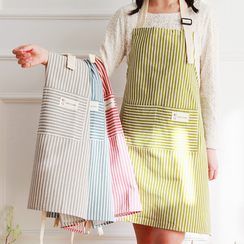 Cotton and linen home kitchen apron simple Japanese-style sleeveless anti-fouling tie waist men and women couple work clothes