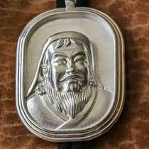 Genghis Khan statue sterling silver pendant 22g