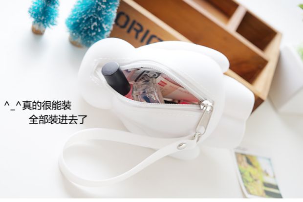 2017 Jelly Pack Đồng xu trắng lớn Ví nữ Thẻ chủ Phim hoạt hình Big White Doll Key Bag Sinh viên tay Zipper Bag ví da