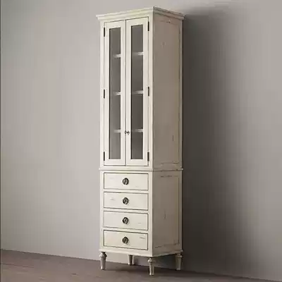 Customized American bathroom cabinet cosmetic room side cabinet side cabinet side cabinet bathroom storage cabinet European solid wood vertical cabinet