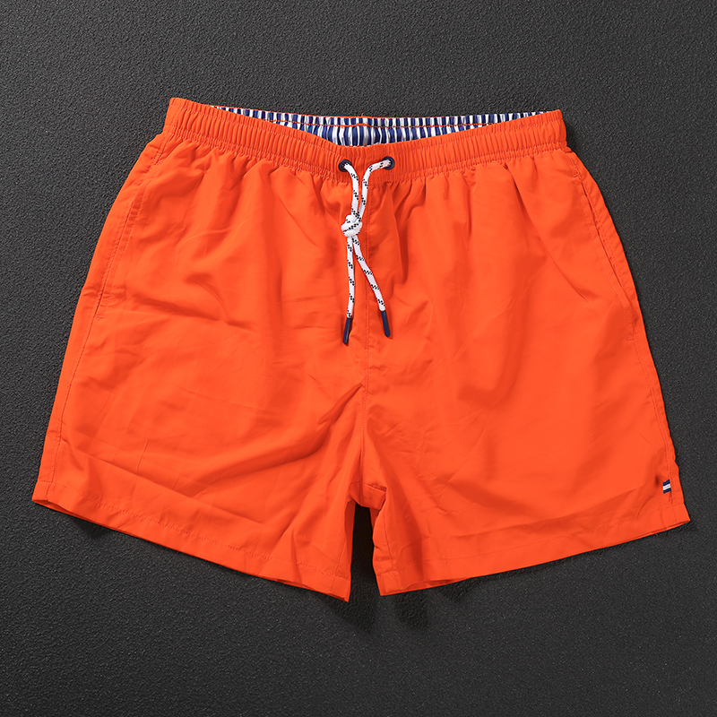 Orange Swimming Trunks for Men, Summer Beach Shorts, Three-Quarter Length Quick-Drying Shorts with Lining, Large Size Casual Pants, Loose Hot Spring Swimming Trunks