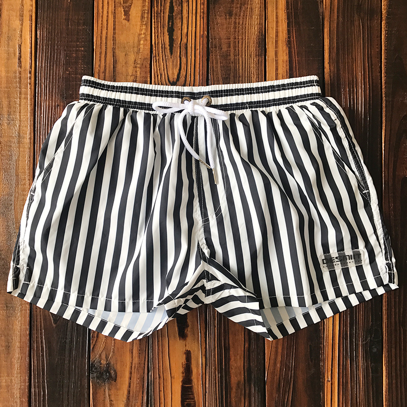 Tide Card Male Beach Shorts With Inner Lining Speed Dry Stripes Loose 30% Swimming Pants Summer Seaside Resort Large Size Shorts Shorts