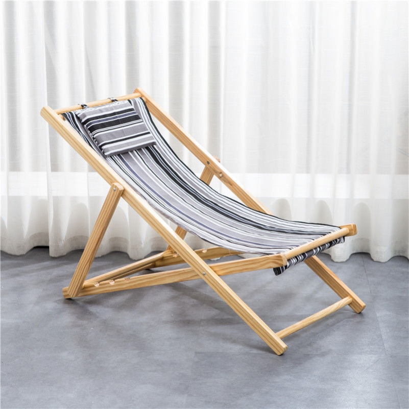 Foldable recliner chairs for noon rest for sleeping camping summer solid wood thickened summer reinforced beach chairs can be folded