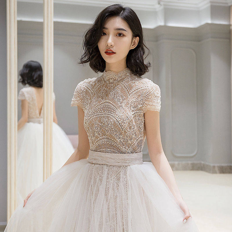 Wedding dress bride 2021 new French style light main tail luxury princess style simple atmosphere 2020 temperament dress summer