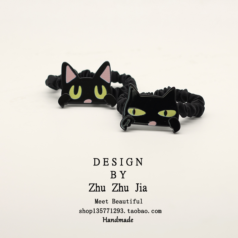 Dây đeo đầu mèo Hàn Quốc dễ thương tươi cá tính phụ kiện tóc da nữ siêu dễ thương đơn giản nhẫn tóc hoang dã 2018 mới kẹp ngọc trai