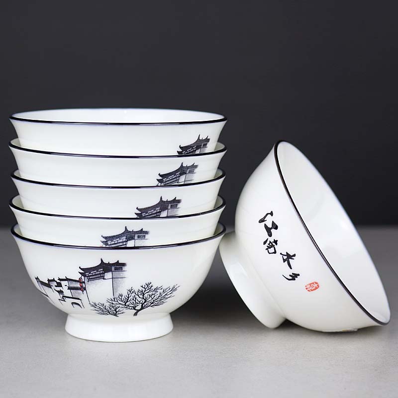 Chinese Ceramic Bowl 5 5 inches Home Anti-scalding High foot Eating Bowl glazed Bone Porcelain Tableware Personality Rice Bowl