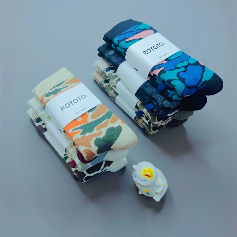 In Stock Rototo Socks Japanese-Made Unisex High Tube Socks with Duck Hunting Camouflage Leopard Print Thick Towel Socks