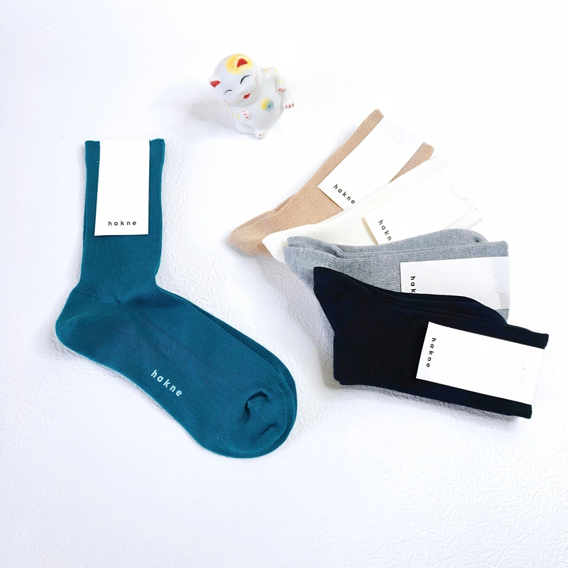 In-Stock Nishiguchi Hakne Japanese-Made Unisex High-Top Socks Made of American Island Cotton, Solid Color, Thin Style