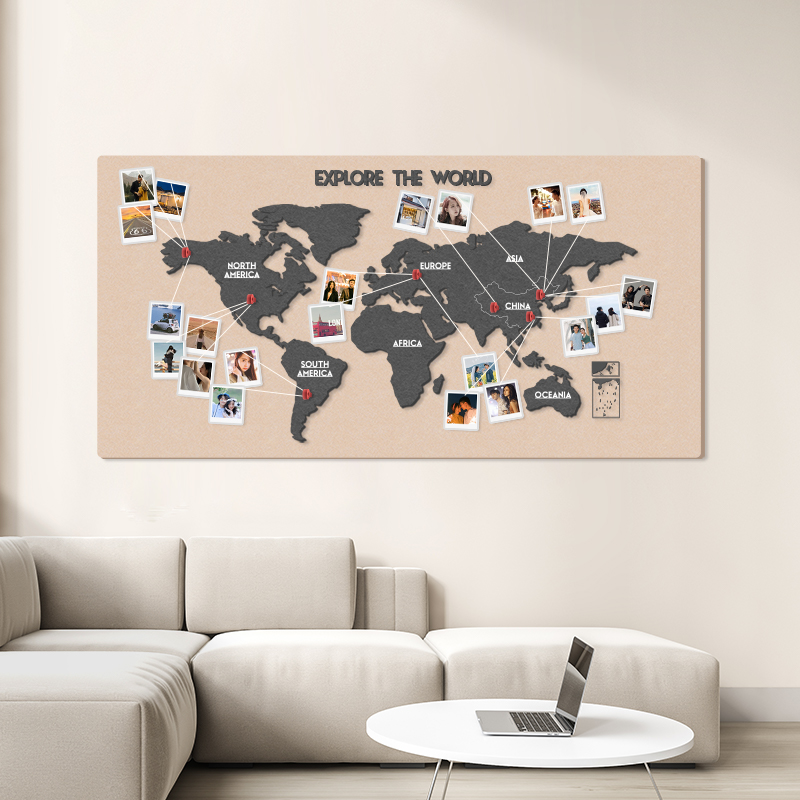 Find the world map wall sticker self-adhesive 3D stereo photo wall living-room TV background wall decoration modern minima