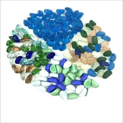 Hot sale fish tank landscaping bottom sand stone does not fade blue cashew frosted stone aquarium packing bottom glass stone