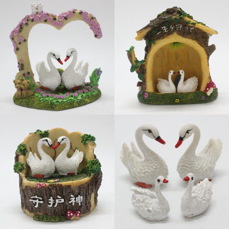 New Products Fish Tank Emulation Decorations Small White Duck Patron Saint God Lifetime Phase Palate With Resin Creative Pendulum