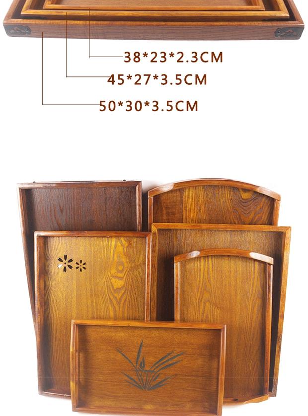 Đĩa gỗ mới khay bánh mì hình chữ nhật zakka kiểu Nhật Bản tròn tấm retro đĩa phẳng sáng tạo - Tấm khay gỗ chữ nhật