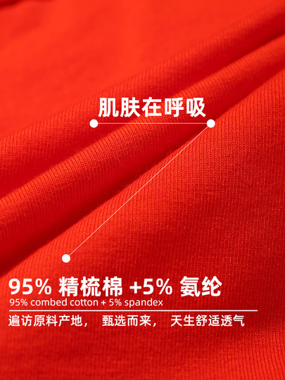 Japanese Men's Red Cotton Antibacterial Mid-Waist Lettered Simple Sports Boxer Briefs for the Year of the Zodiac