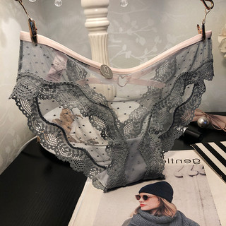 Japanese Style New Sexy Lace Trim Panties for Women, Mesh See-Through Tempting Low-Waist Briefs with Pure Cotton Crotch, Summer Shorts