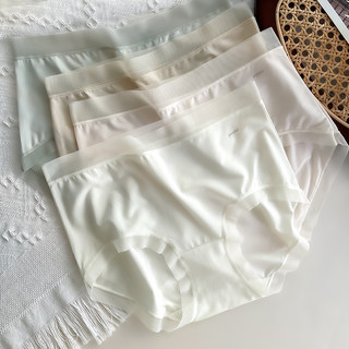 Japanese Modal Underwear for Women, Pure Cotton Antibacterial Crotch, Thin Breathable Youth Mid-Waist Ice Silk Seamless Lace Briefs
