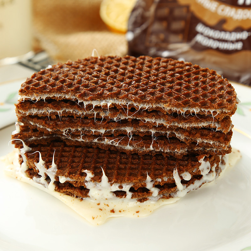 Happy Bull Yogurt Wire Drawing Biscuit Waffcake Honey Sandwich Waffle Russia Imported Children Chocolate Snacks