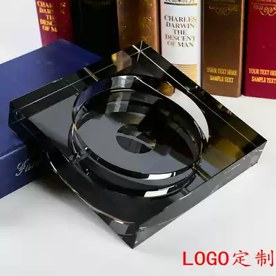 Crystal glass ashtray creative personality fashion home living room high-end custom LOGO large European trend