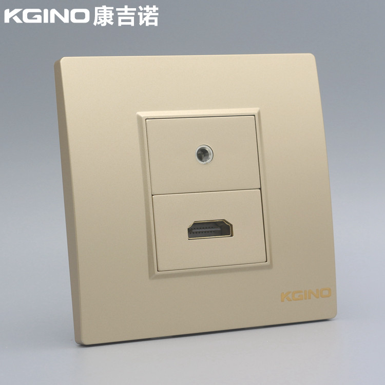 Champagne Gold 86 Type HDMI High-definition Plus Headphones Free Wire Socket Champagne 3 5mm Audio HDMI Panel