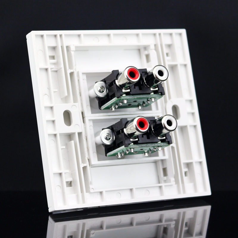 Type 86 TWO RED WHITE AUDIO MOTHER TO MOTHER STRAIGHT INSERT PANEL MULTIMEDIA LOTUS AV AUDIO WALL SWITCH SOCKET