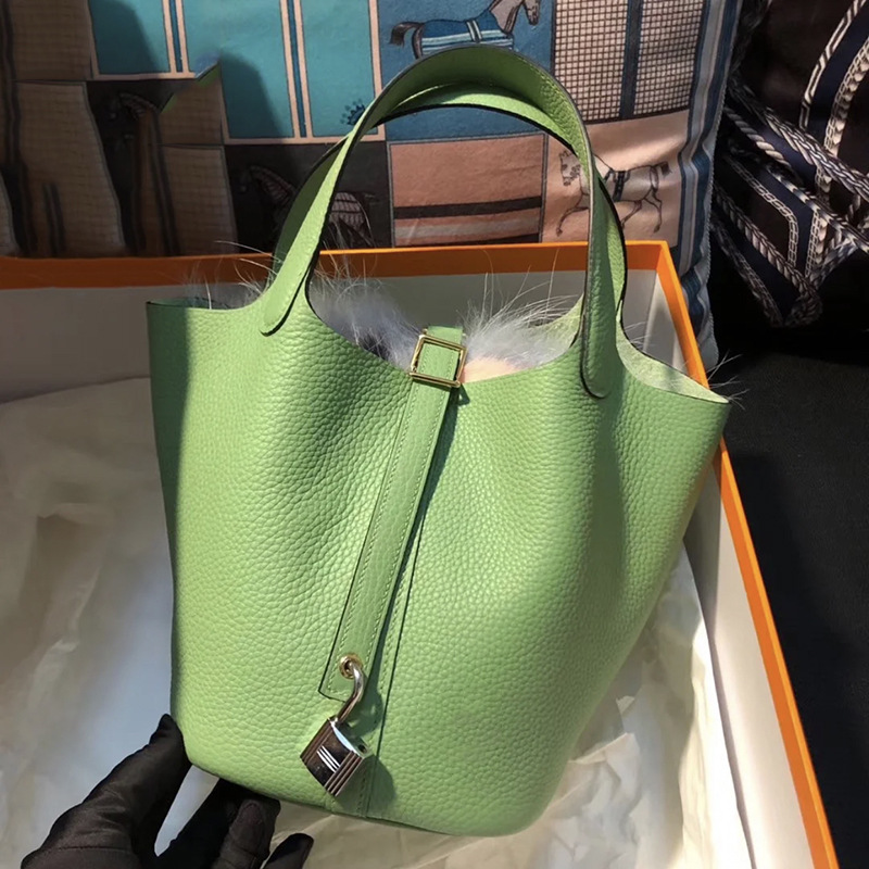 Hjia 2021 New Head Layer Cow Leather Vegetable Basket Bag Fashion Bucket Bag Genuine Leather Calf Leather Single Shoulder Carry-on Woman Bag