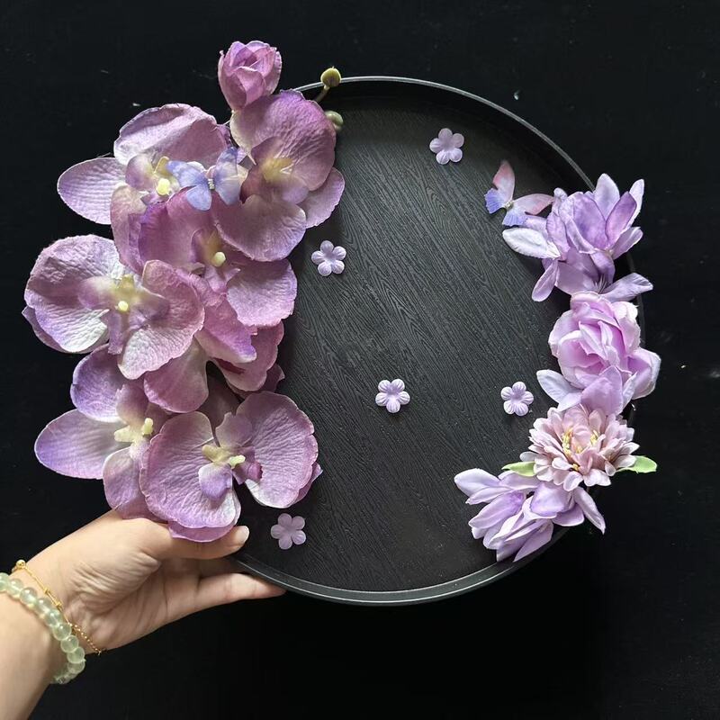 Ancient-Style Chinese Round Tray Wedding Shoe Display Stand, Wedding Game Prop, Wedding Photography Prop, Shoe Display Tray