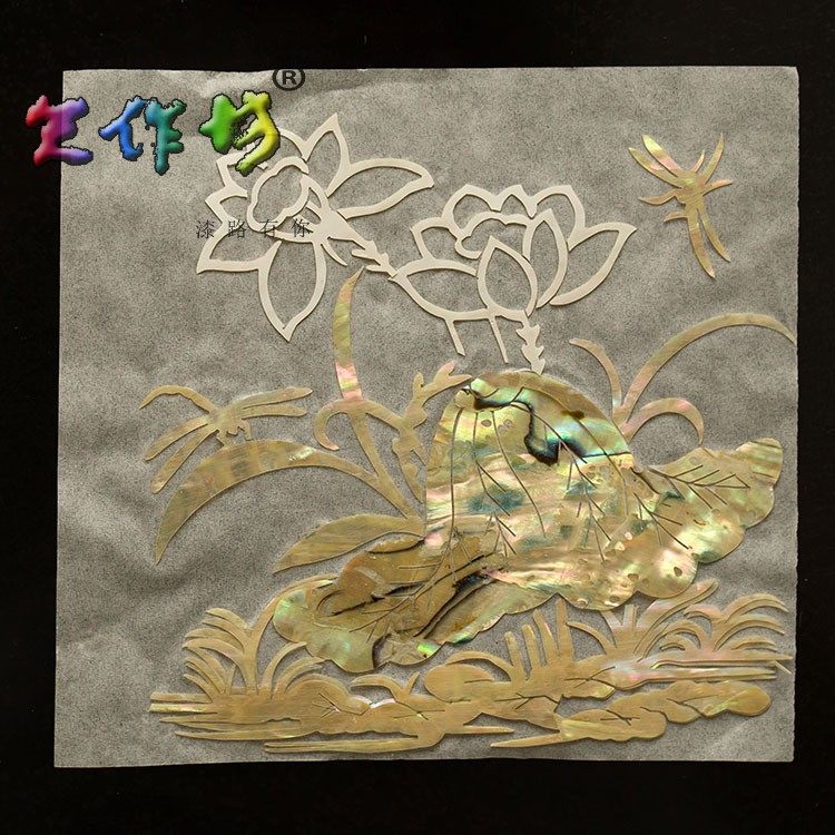 Day Workshop Lacquer Painting Lacquer Lacquer Lacquer Art Material Natural big lacquer cashew lacquered inlaid Korean snail Platinum Sheet Dragonfly