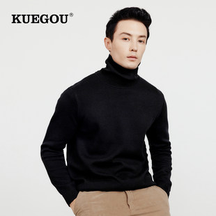 Крутая одежда зима удобный сохраняющий тепло высокий воротник свитер мужской хлопок смешивание гладкий поездка длинный рукав свитер DR01