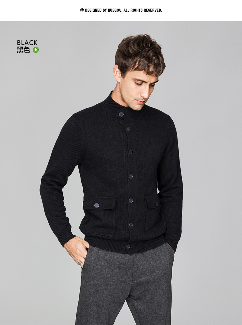 Áo len len cổ lọ dành cho nam của Kuegou áo blazer nam