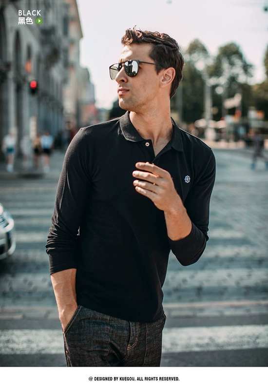 [Giải phóng mặt bằng] Áo thun dài tay nam cho nam Thời trang thêu áo thun trơn Áo thun cotton nam hàng đầu 2627 áo sơ mi polo