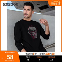 Cool clothes purchase spring men long sleeves T-shirt European and American trend round collar Compassionate Skull head printed jacket man 88071